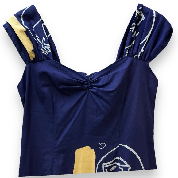 Nicole Miller “Limited Quantities” collection sz 2 4 tiered Dress blue abstract - Picture 6 of 10